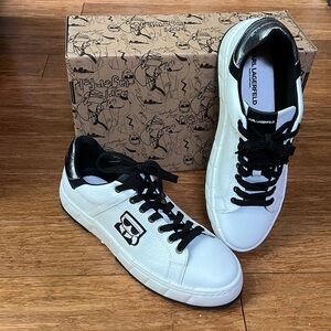 NEW *DESIGNER* KARL LAGERFELD White leather sneaker size 10.5 / 43.5